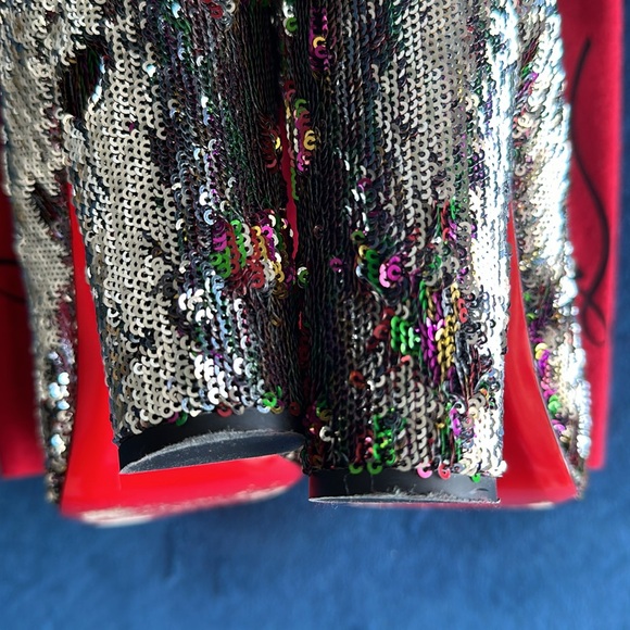 Christian Louboutin Moulamax 100 Silver Sequin Bootie Size 41 - Picture 14 of 15